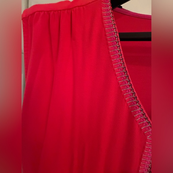 Boden Coral Pink Embroidered V-Neck Dress 16R - Picture 7 of 8